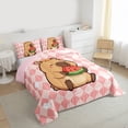 thumbnail image 3 of Castle Fairy Cute Capybara Watermelon Twin Comforter Sets,Geometric Checkered Bedding Set, 3 of 8