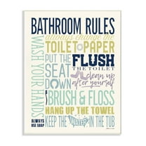 The Stupell Home Decor Collection Bathroom Rules Aqua Blue Green and Purple Colorful Typography Wall Plaque Art