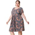 thumbnail image 3 of Vestido de talgrande pamujer, mancorta, plisado invertido, vestidos florales Ro4X, 3 of 6