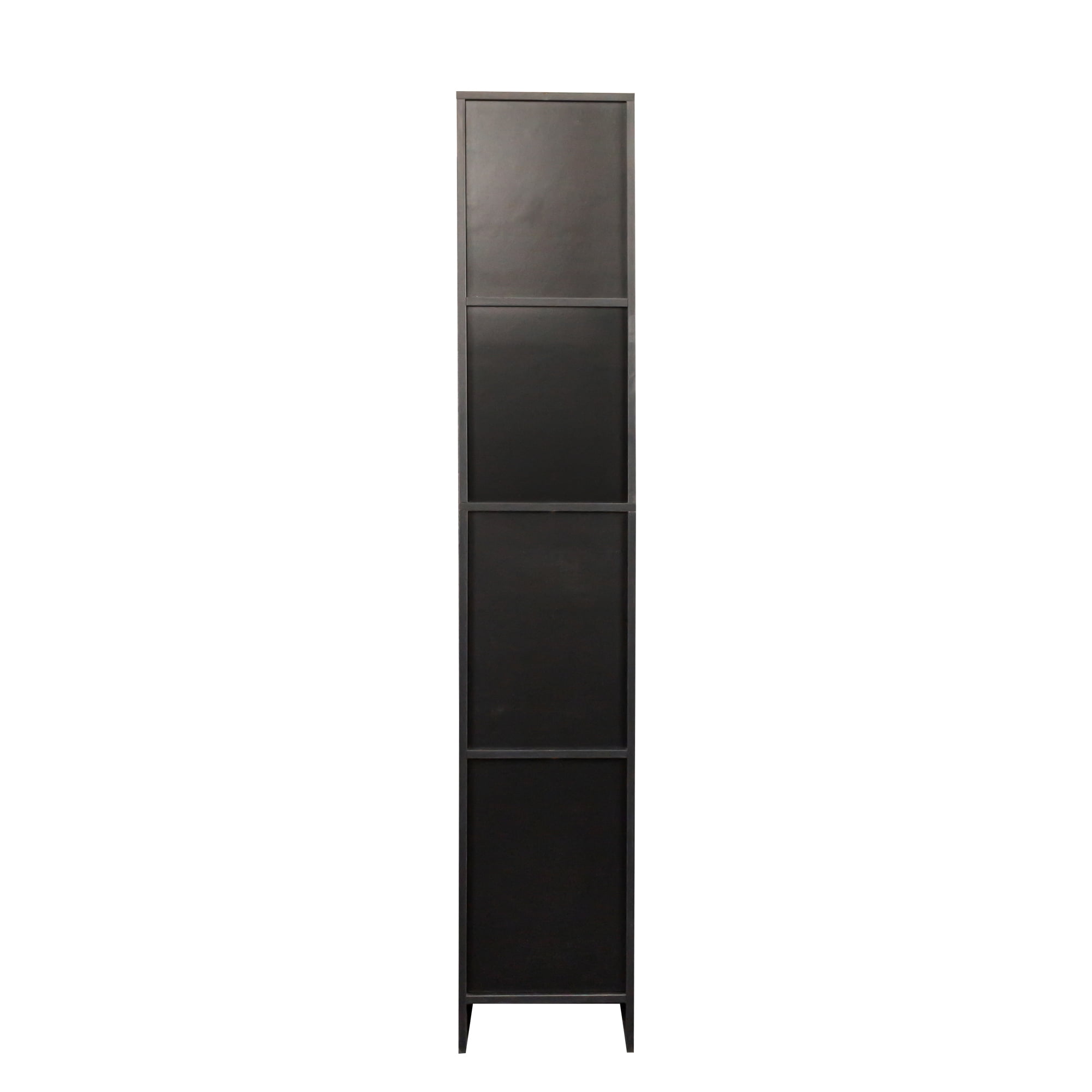 Royard Oaktree Narrow Storage Cabinet Tall Freestanding Cabinet with Two Doors and Shelves Modern Wood Cupboards Tower Cabinet for Kitchen Bathroom Living Room Bedroom Office, Black
