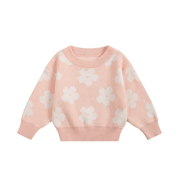 SGMVNU Sweaters for Boys Girls - Long Sleeve Floral Warm Knitted Pullover, Knitwear Tops for Toddler Kids Baby Girls, Baby Girl Clothes(Size 4-5 Years,Pink)