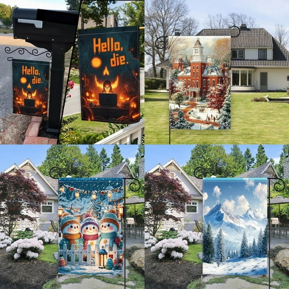 Double-Sided Seasonal Garden Flags Set of 4 (12x18 Inch) for Outdoor Decor – Weather-Resistant Yard Flags for Spring, Summer, Winter & Holiday House Decorations