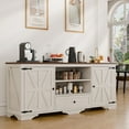 thumbnail image 3 of GIKPAL Farmhouse TV Stand for 65 inch TV, Entertainment Center Console Table with Storage Cabinets, Barn Door and Adjustable Shelves for Living Room, Antique White, 3 of 10