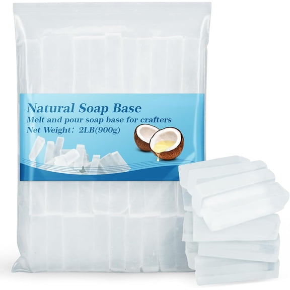 MaxxMarket Soap Base Natural 2LB - Clear Glycerin Base for Soap Making Melt and Pour Organic Glicerina para Hacer Jabones Foaming Additives Odorless Good Cleaning Ability Soap Making Supplies