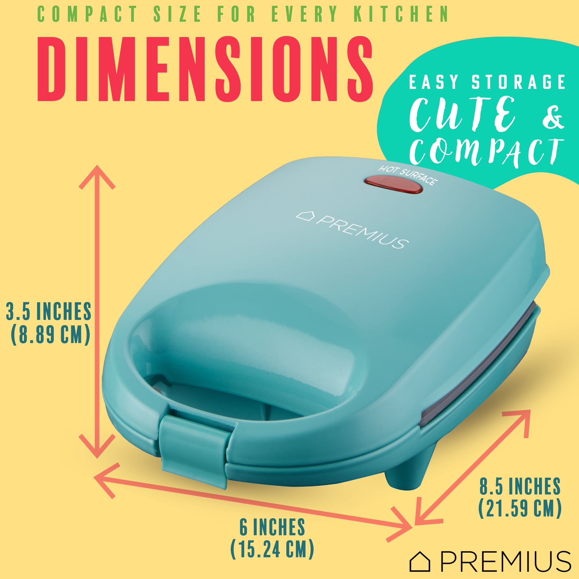 PREMIUS Ceramic Non-Stick Mini Snack Donut Maker, Turquoise, 2 Inch Mold, 4 Count