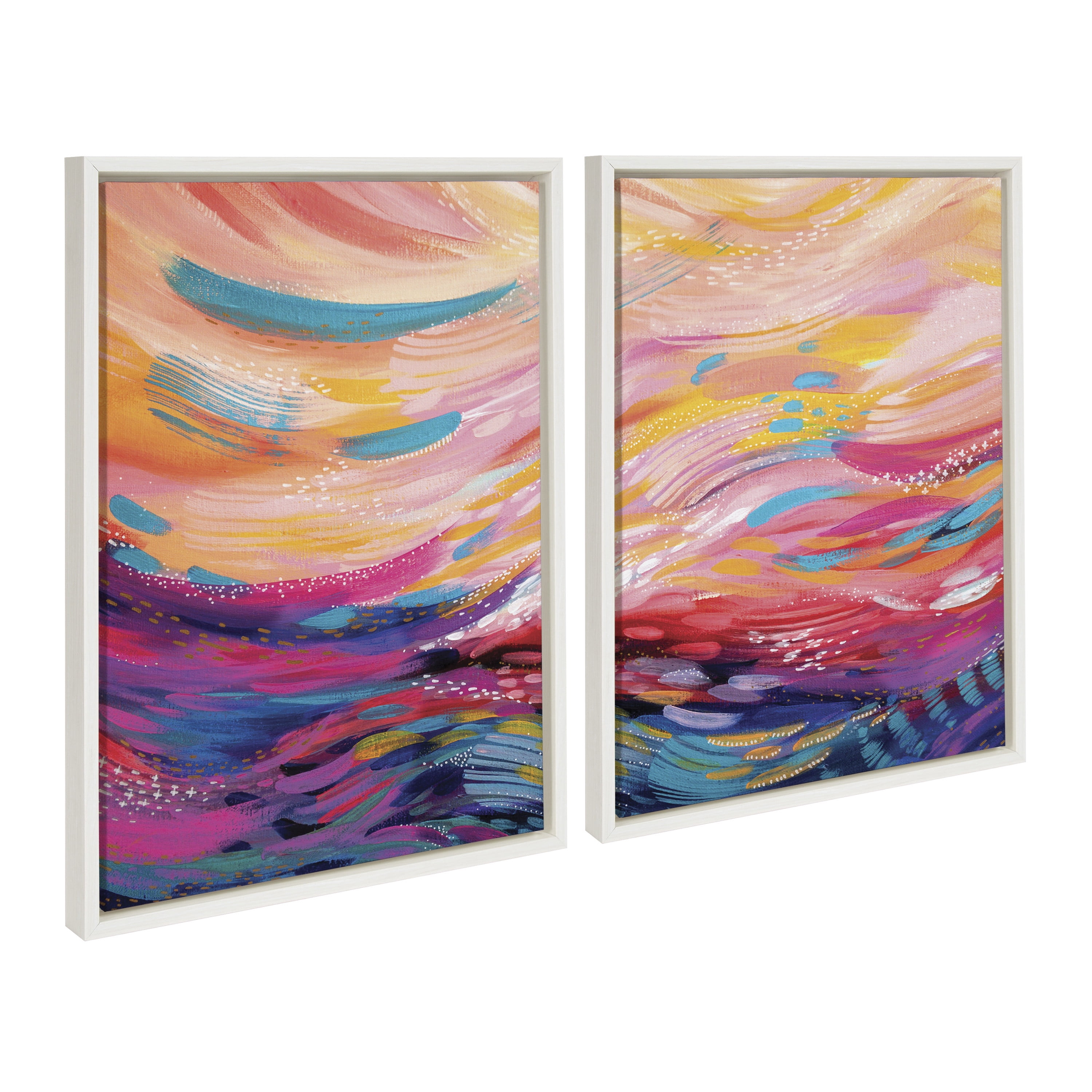 Sylvie Brush Strokes 90 18 in x 24 in Framed Painting Canvas Art Prints, by Kate and Laurel Set of 2