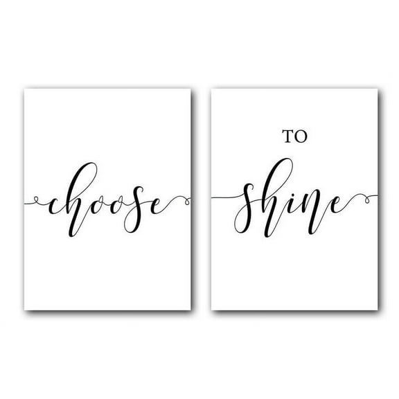 Choose To Shine, Minimalist Quote Home Wall Art Decor, 18 x 24 Inches Set of 2 Poster Print