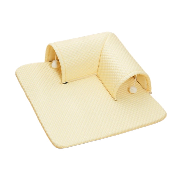 Cama para gatos, alfombrilla , multifunción, Reversible, fácil de llevar, ejercicio limpio, moldura en L, almohadilla para dormir ligera , amarillo, 60x60x20cm