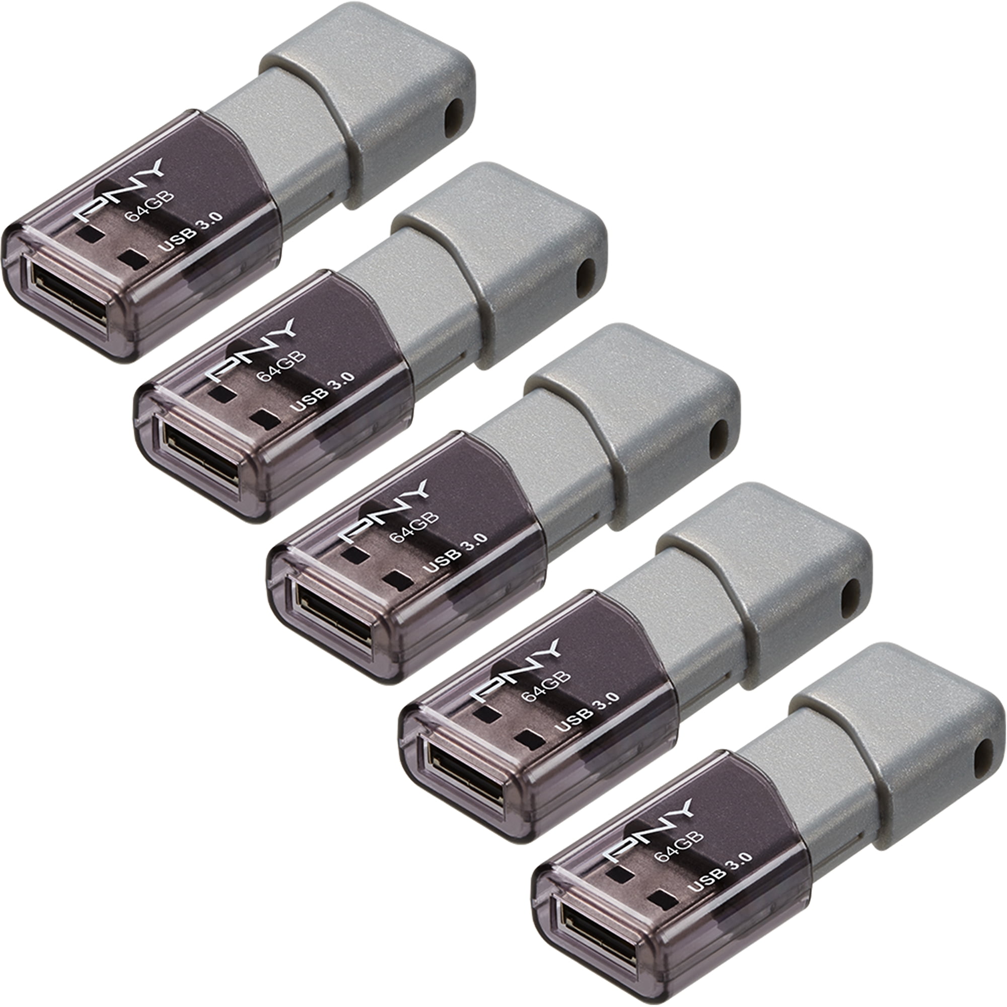 PNY 64GB Turbo Attache USB 3.0 Flash Drive, 5 Pack