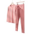 thumbnail image 4 of WZXFASHION sous-Vêtements Thermiques pour Femmes Ensembles Longs Couche de Base Doublée en Polaire sous-Vêtements Longs Pyjamas Hiver Chaud Haut Bas ThermalNnderwearSet Rose m, 4 of 5
