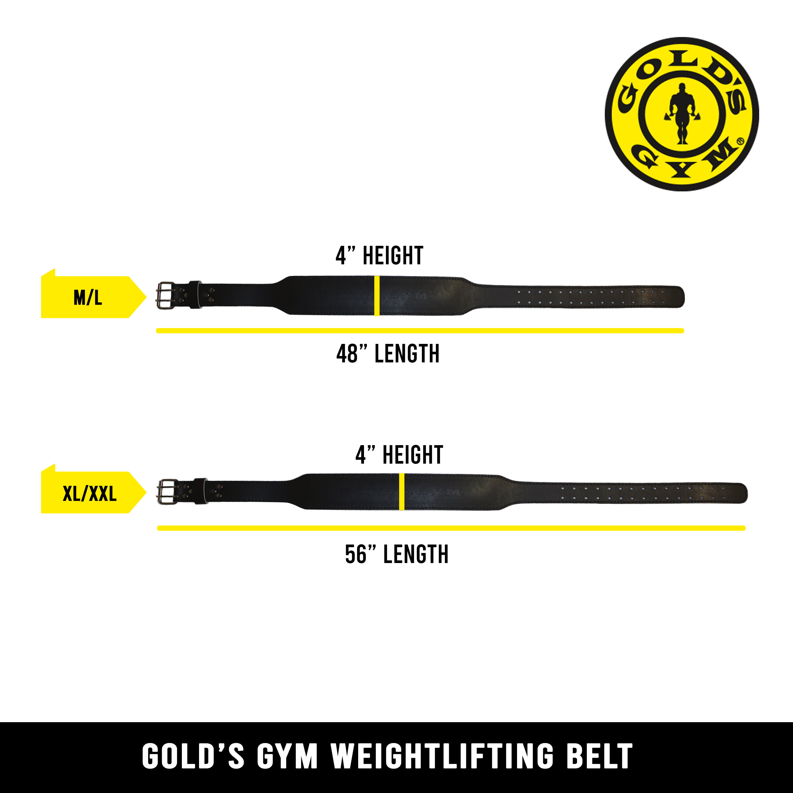 Golds Gym M/L Padded Double Leather Weight Lifting Belt 30"-48" New 