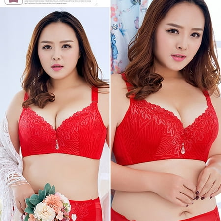 

Raeneomay Women s Underwear Bras Discount Clearance Plus Size Adjustable Sports Extra-Elastic Breathable Lace Trim Bra