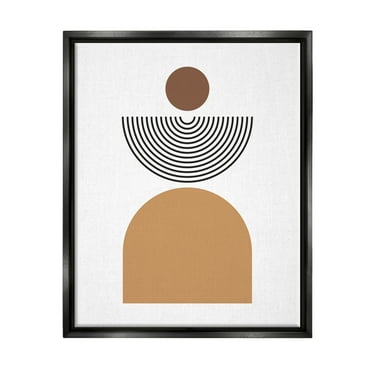 Stupell Industries Geometric Shapes on White Abstract Painting Black Floater Framed Art Print Wall Art, 17 x 21