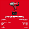 thumbnail image 4 of Milwaukee 2666-21B 18V, 1/2" Cordless Friction Ring Impact Wrench, 4 of 9