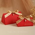thumbnail image 7 of 50pcs/lot Candy Bags Paper Folding Box Wedding Souvenir Present Package with Bownot for Guest Giveaways (wine red,L（17*10*10cm）), 7 of 7