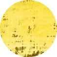 thumbnail image 1 of Ahgly Company Machine Washable Indoor Round Abstract Yellow Modern Area Rugs, 7' Round, 1 of 4