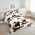 thumbnail image 3 of jejeloiu Western Cowboy Hats Full Size Comforter Sets,Rustic Farmhouse Horse Bedding Comforter Set,Brown White Bedding Sets For Boys Kids,Super Cozy Room Decor,3 Pieces, 3 of 8