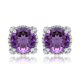 thumbnail image 1 of Pendientes de Amatista JeenMata 3,5 Quilates Halo Milgrain Oro Blanco 18 K sobre Plata, 1 of 6