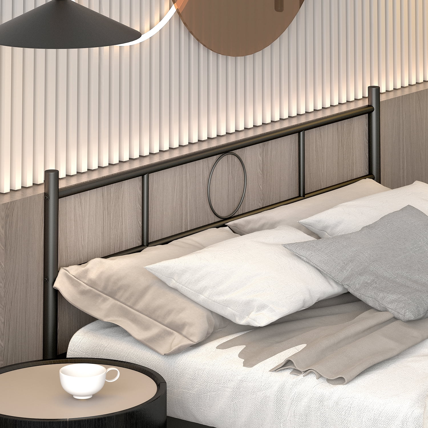 Metal Platform Bed Frame with Headboard & Footboard, Heavy Duty Steel Slats Bed, Underbed Storage Space, No Box Spring Needed, Easy Assembly for Bedroom