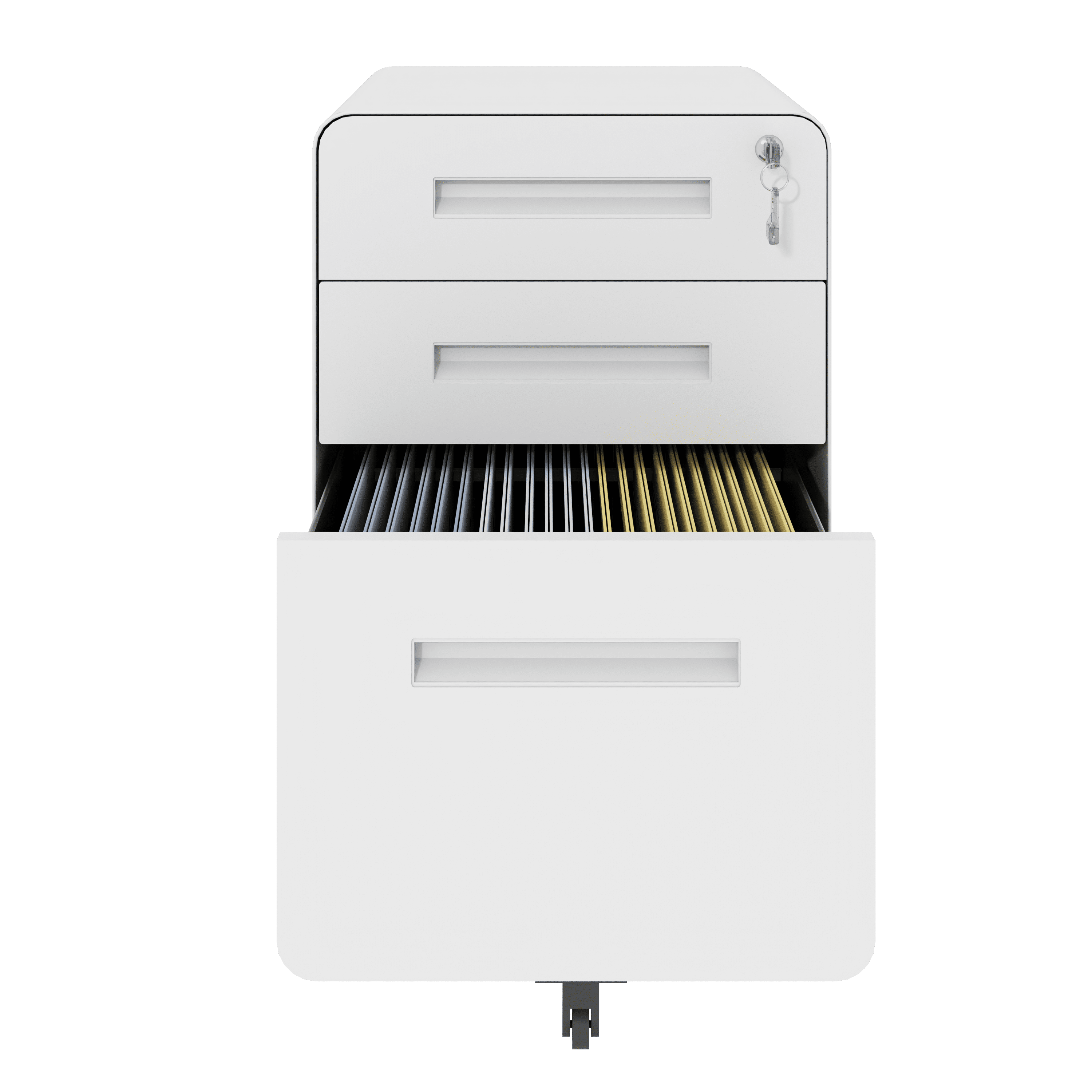 3-Drawer Wide Mobile File Cabinet with Lock, All-Steel Metal Storage Cabinet on Casters, for Home & Office,White, Fully Assembled, Holds A4/Letter Files, 110lbs/Drawer