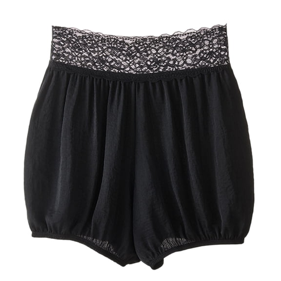 Huhudde Stretchy Lace Waistband Shorts for Women High Waist Undershorts Pleated Bubble Slip Pants for Dresses and Skirts