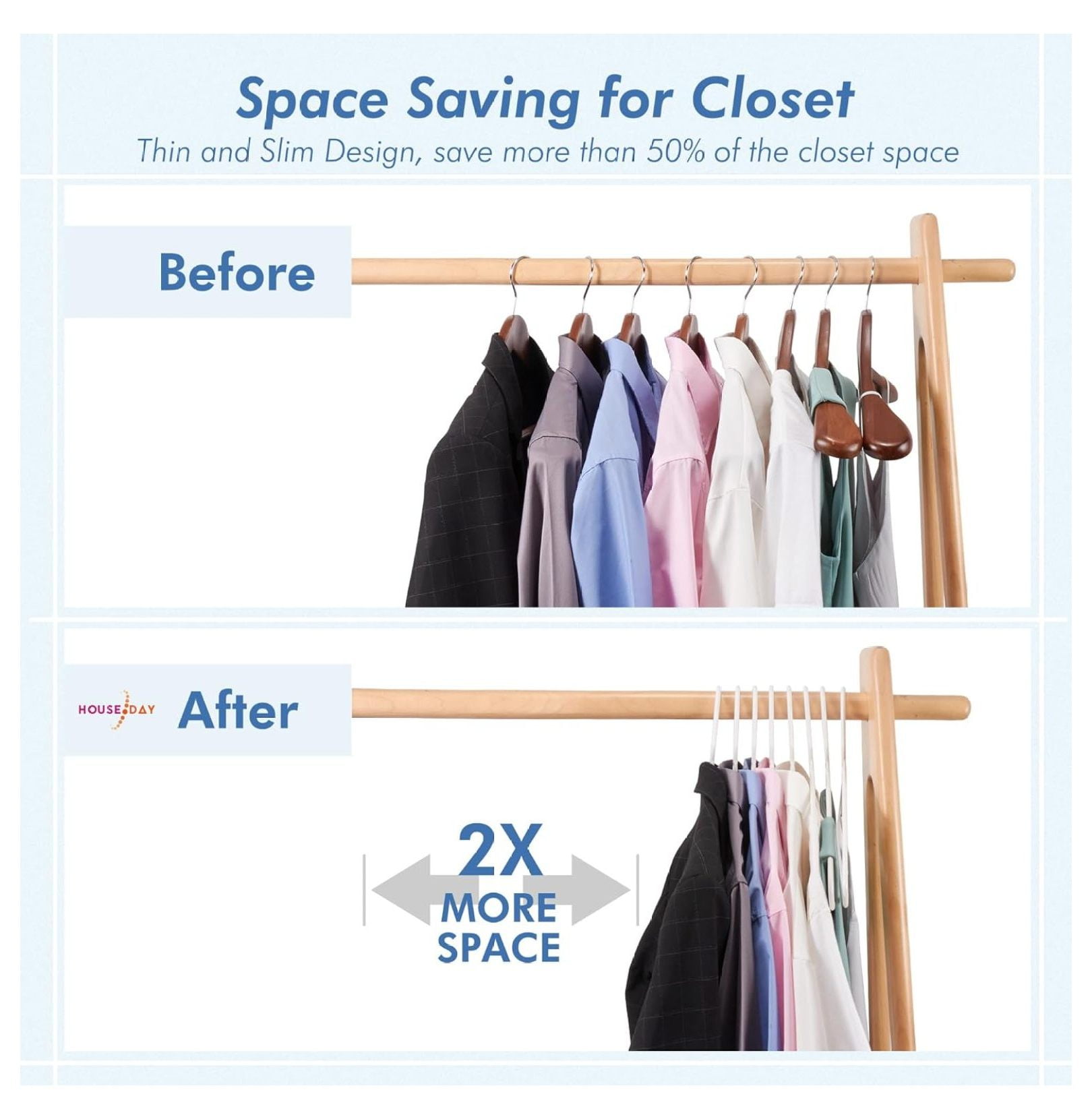 White Plastic Hangers 100 Pack, Plastic Clothes Hangers with Built-in , Durable and Strong Coat Hangers for Closet, Space Saving Clothing Hanger for Shirts, Coats, Skirt, Dress