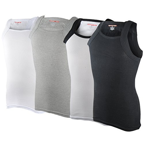 Débardeurs Style Unité G pour Hommes Coupe Carrée sous-Vêtements Côtelés (2TG, 4 Pack (Assorti))
