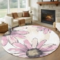 thumbnail image 3 of Pink Floral Round Area&nbsp;Rug 6ft Vintage Flowers Non-Slip&nbsp;Washable Circle Rugs Soft Felt Indoor Floor Mat for Bedroom Kitchen Living Room Bathroom, 3 of 9