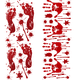 thumbnail image 1 of 4 pegatinas de PVC con huellas de pies sangrientos colgantes Rojo Verde 25*35 cm, 1 of 5