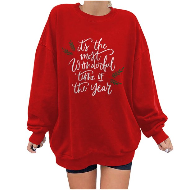 Moda mujer estampado o-cuello pulóver Tops manga larga cómoda blusa sudadera Fridja FKASFK573