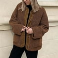 thumbnail image 4 of Dpytoraw Women's Cozy Winter Jacket Casual Long Sleeve Buttoned Coat, 4 of 5