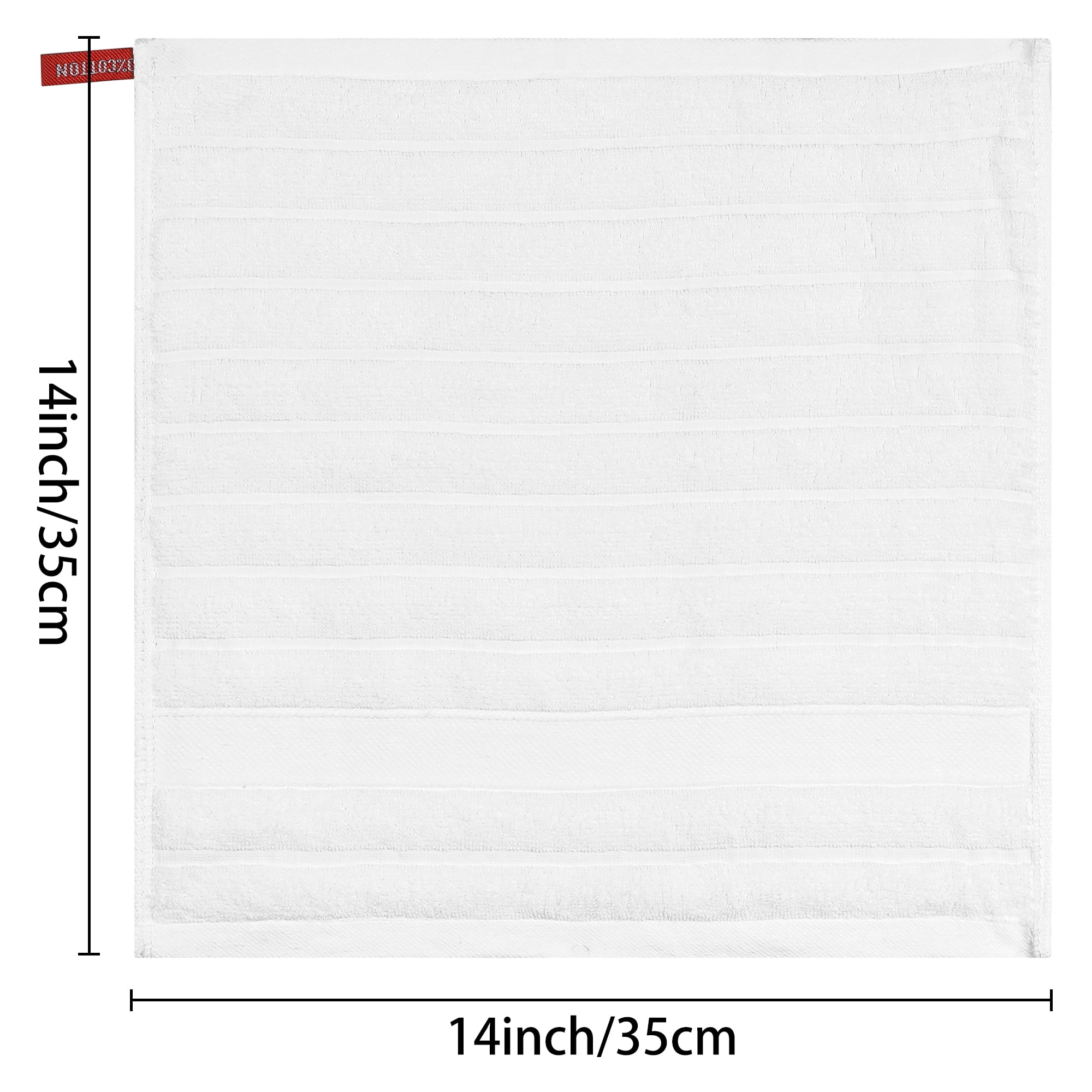 Unique Bargains Striped 12 Pack Washcloths Pure Cotton Face Towels Comfort Towels White