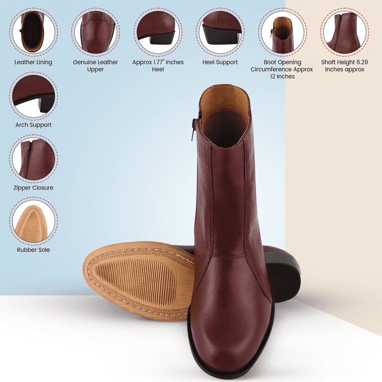 Innovation Mens Burgundy Leather Side Zip Ankle Boots Square Toe MX 30 US 11 Men main image 4