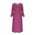 thumbnail image 3 of SHTXOZHI Womens Long Bell Sleeve Button Up Dress V Neck A-Line Printed Loose Dress with Pockets, 3 of 5