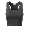 thumbnail image 3 of MixMatchy Women's Cotton Basic Sleeveless Racerback Sports Crop Tank Top, 3 of 4