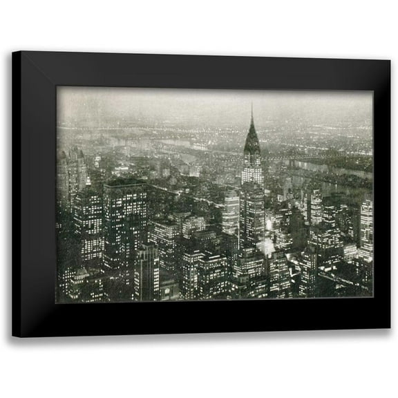 Wild Apple Portfolio 14x11 Black Modern Framed Museum Art Print Titled - Manhattan at Night