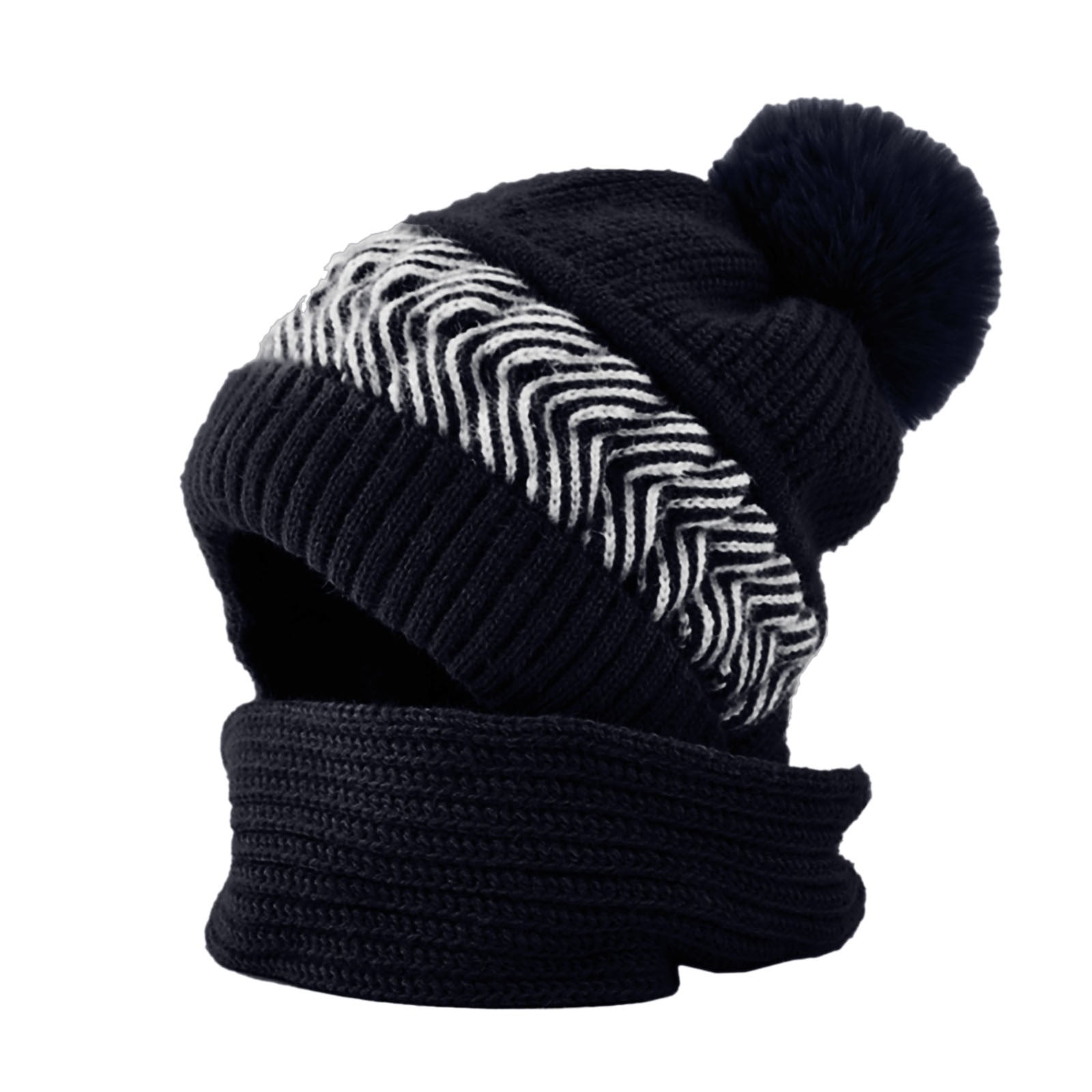 TAIAOJING Winter Beanie Hats for Men Women Hat Hood Scarf Knitted