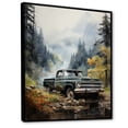 thumbnail image 2 of Designart "Misty Mountains Green Pickup Truck Adventure II" Pickup Truck Floater Framed Wall Art Living Room, 2 of 7