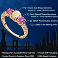 thumbnail image 2 of Gem Stone King 1.73 Ct Oval Cabochon White Ethiopian Opal Pink Created Sapphire 18K Yellow Gold Plated Silver Ring (Size 8), 2 of 6