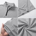 thumbnail image 3 of Ohufall Mens Sport T-shirts Zipper Turndown Collar Tee Breathable Short Sleeve Solid T Shirts, 3 of 6