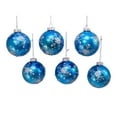 thumbnail image 3 of Kurt Adler 80MM Blue and Silver Glitter Snowflake Glass Ball Ornaments, 6 Piece Box, 3 of 4