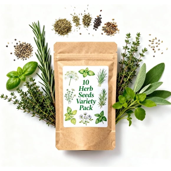 HIGHGW 10 Herb Seeds Variety Pack for Planting, 1000+ Heirloom Non-GMO Seeds, Basil, Cilantro, Parsley, Dill, Thyme, Chives, Oregano, Sage, Mint, Rosemary for Indoor & Outdoor