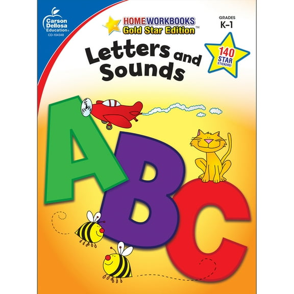 Pre-Owned Carson Dellosa Home Workbooks Letters and Sounds Workbook Grade K-1 (64 pages)