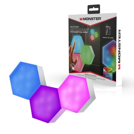 UPC: 0805106226961 | Monster LED Hexagon Unique Multi-Color Touch Light Four Color-Changing Modes