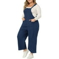 thumbnail image 4 of Unique Bargains Women's Plus Size Denim Bib Adjustable Suspenders Overalls 1X Dark Blue, 4 of 6