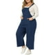 thumbnail image 4 of Overoles de mezclilla para mujer de tallas grandes Agnes Orinda, pantalones con tirantes ajustables, mono casual elástico 3X azul oscuro, 4 of 6