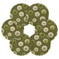 thumbnail image 4 of 6 Pcs Drink Coasters with Holder 3.94in Woven Coasters for Drinks Green Dandelions Pattern Coaster Set for Protection Table, 4 of 7