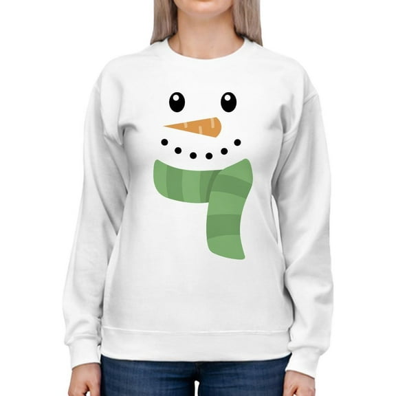 Snowman Face And Scarf Sweatshirt Women -Smartprints Designs, Female XX-Large