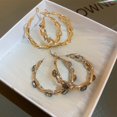 thumbnail image 4 of Hyasfey 1 Pair Circle Earrings Piercing Geometric Rhinestone Inlaid Temperament High-end Ear Decoration Silver Needle Women Large Hoop Earrings Clothing Accessories, 4 of 8