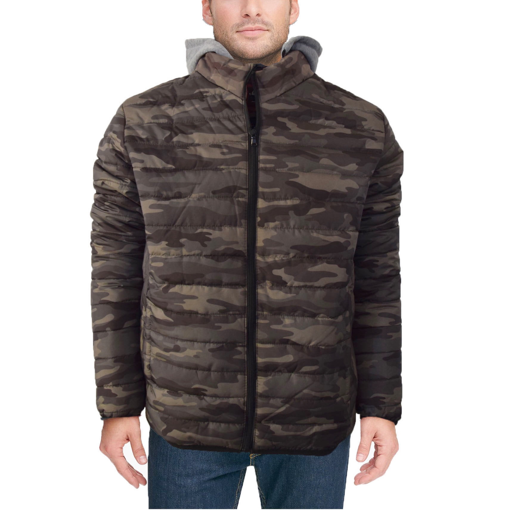 Mens Maximos BAH BAH Removable Hood Zip Up Polyester Lightweight Puffer ...